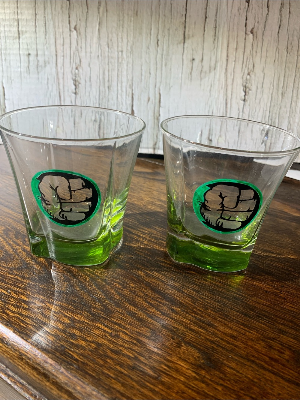 Marvel Green Hulk Fist Glass Tumbler Set - Two Decorative Drinkware